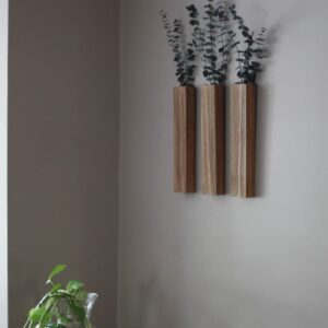 Slim Wood Wall Pocket with Eucalyptus Stems