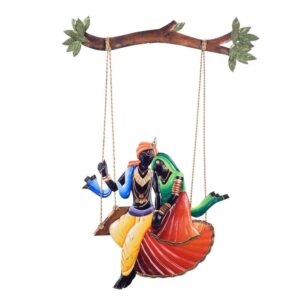 Radha Krishna swing Metal Wall Art