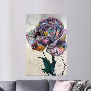 Banksy Rose Glass Wall Art