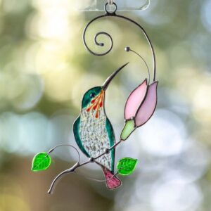 Hummingbird stained glass window hanging